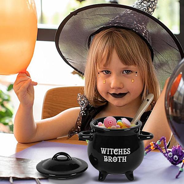 Heksekeddel Skål | Sort Keramisk Suppegryde til Halloween og Fester