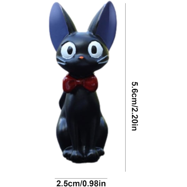 Tegneserie katt dashbord dekorasjon, bilharpiksstatue, søt katt interiør, dashborddekorasjon, biltilbehør Röd fluga svart katt prydnad