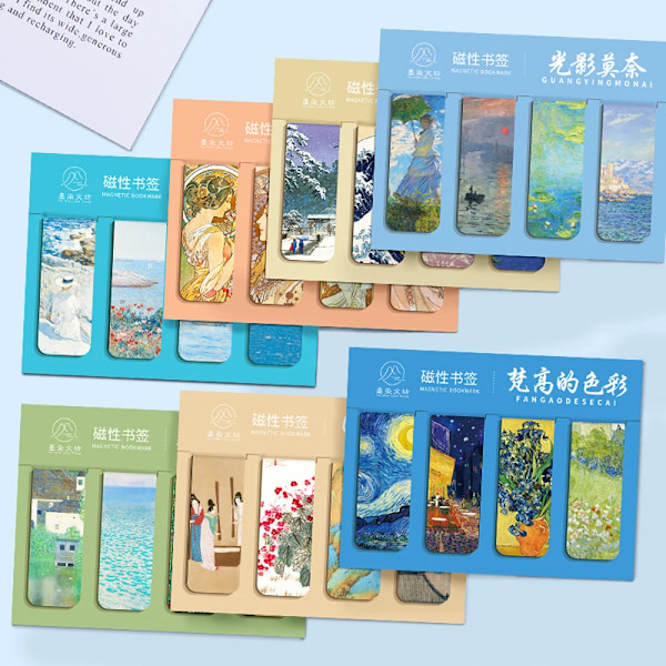4 st världsberömda målningar Magnet Bokmärke Retro Van Gogh Stjärnhimmel Läsbokmärke Brevpapper Skolkontorsmaterial 8