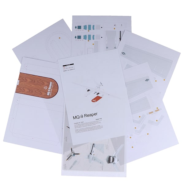 1:32 Amerikansk MQ-9 Reaper rekognoseringsflygplan DIY-pappersmodell White One Size