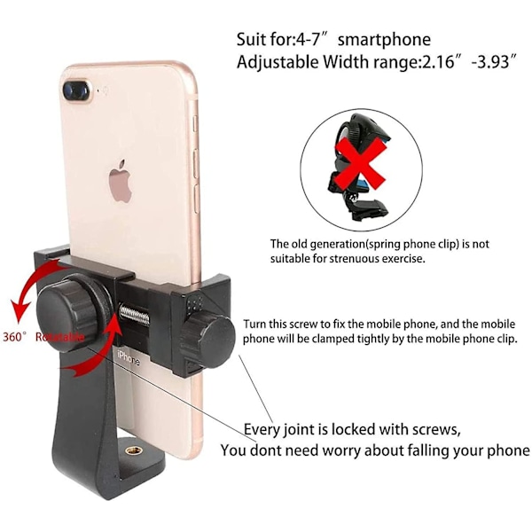 Mobiltelefon Brystholder Sele Remholder, Mobiltelefon Clip Action Kamera POV Kompatibel med Samsung Iphone Gopro Black