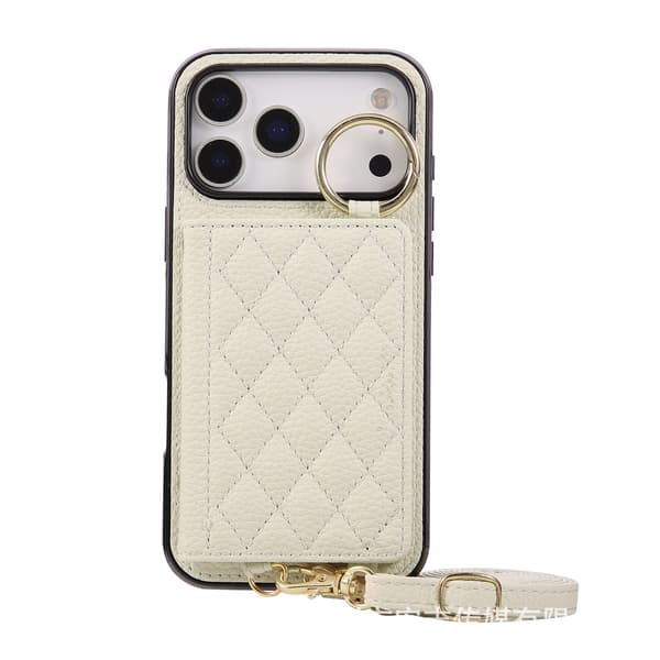 iPhone 17 Crossbody Plånboksfodral | Litchi Textur med Ringstativ beige iPhone 17 pro max beig_max beige iPhone 17 pro max