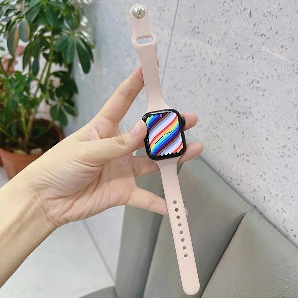 Pieni silikoniremmi Apple Watchille - ranneke 40 mm, 41 mm, 45 mm, correa 38 mm, 44 mm, 49 mm Urheiluranneke iWatch-sarjoille 8, 7, 6, 5, se, 4, 3, 2, 11 betoni 38 mm, 40 mm, 41 mm