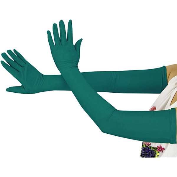 20,1 tum långa stretchspandexoperahandskar, över armbågen (svart) Turquoise Large