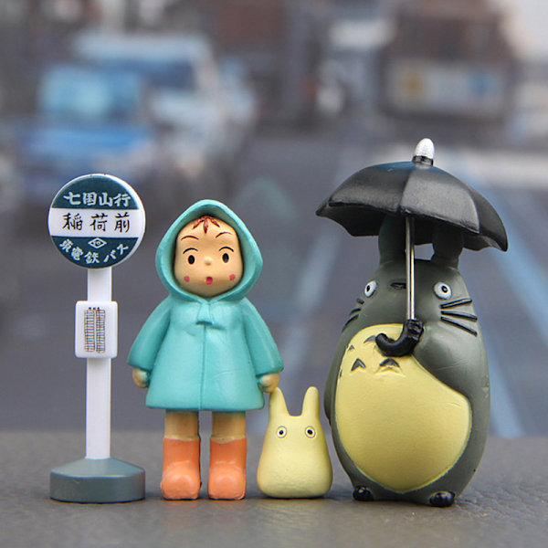 4st/lot 3-5cm Anime Min Granne Totoro Action Figur Leksak Hayao Svart&Blå Black&Blue onesize