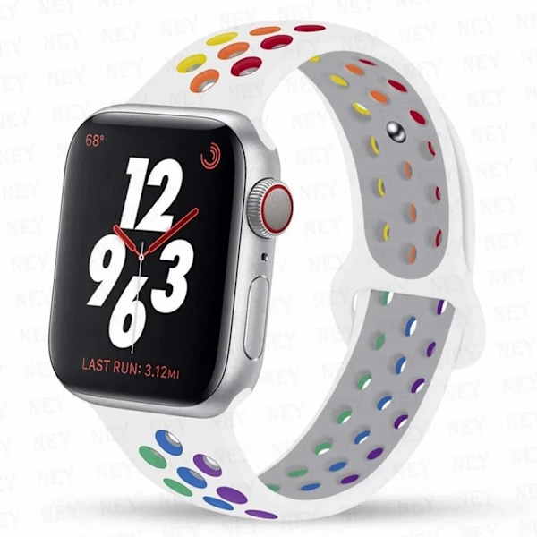 Sportrem for Apple Watch Band 45 mm 49 mm 44 mm 40 mm 41 mm 42 mm Silikonarmbånd correa iWatch Ultra 2 Series 9 8 SE 7 6 5 4 3 White-Pride 1 S-M