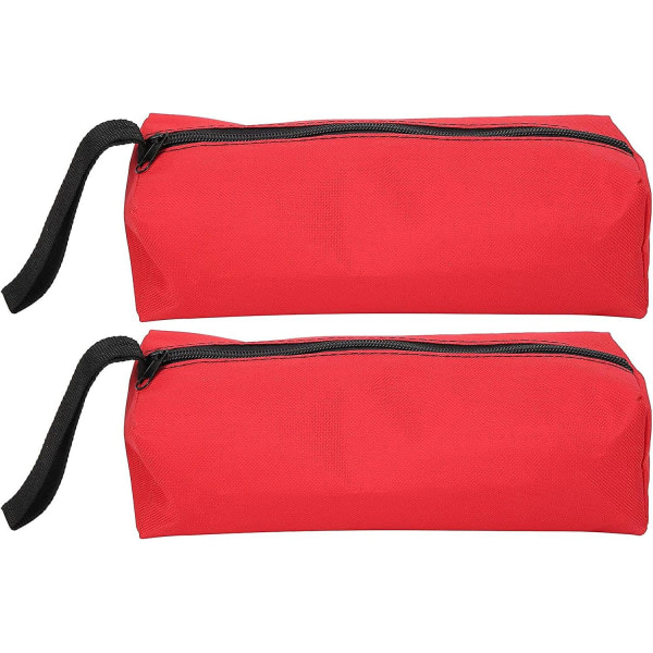 Bitar liten verktygsväska, 25x8,5x7 multifunktionell bärbar 600d polyester verktygssatser förvaringsväska med hängande rem och dragkedja (röd)