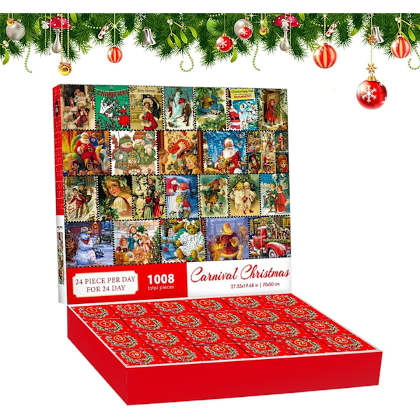 Puslespill Julekalender 2024, 1008 Brikker Juletellingspuslespill for Barn