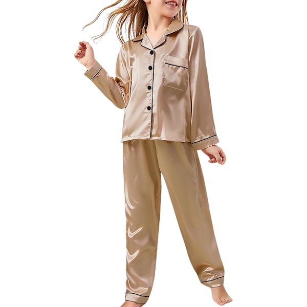 Lasten silkki-satiini-pyjamat, 2-osainen lyhythihainen pyjamasetti pojille ja tytöille, pehmeä yöasu