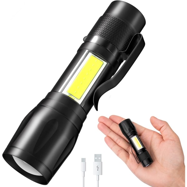 Zoombar justerbar ficklampa, kraftfull LED-ficklampa i 3 lägen