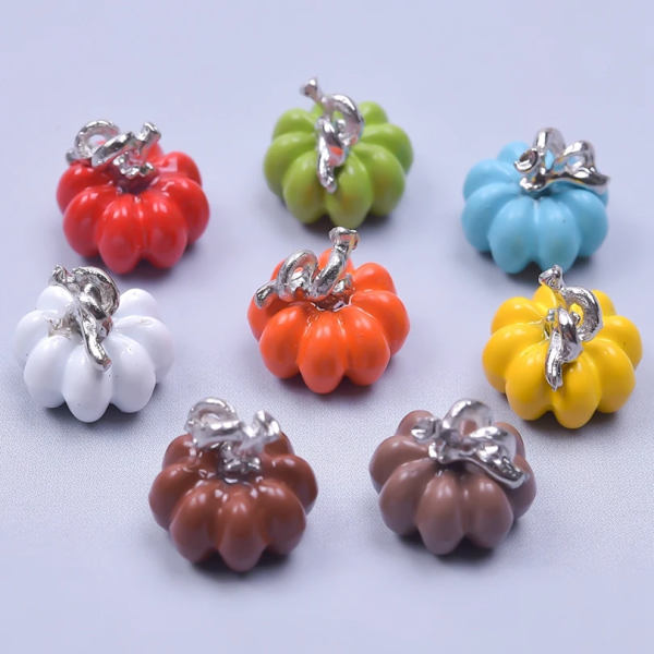 8 st/förpackning Mix Färg 3D Halloween Pumpa Charms Emalj Mat Grönsaker Hängande För Diy Halsband Smycken Tillbehör I Bulk Pack 25481