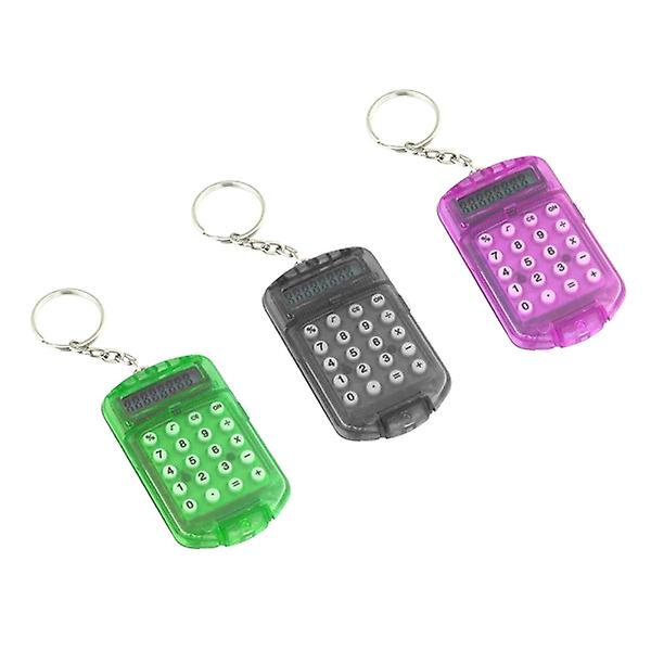 3 stk mini nøkkelring formet miniregner Elektronisk miniregner Bærbar miniregner for barn Studenter Test (tilfeldig farge)