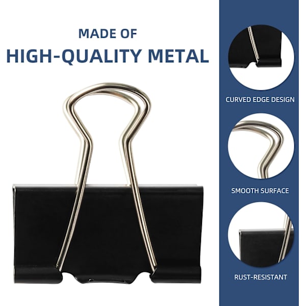 Ekstra Store Binderclips 2\" - 48 Stk Metalclips til Hjem & Skoleartikler 2 Inch
