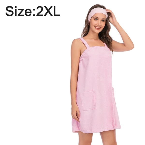 Klänning för bad/dusch inlindad handduk för kvinnor rosa XXL
