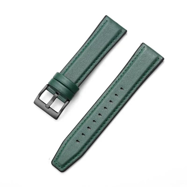 20mm 22mm läder- och silikonhybridrem för Samsung Galaxy Watch4 6 Classic 47mm 46mm/Galaxy Watch6 40mm 44mm bandarmband Green-Black Galaxy 4 40mm 44mm