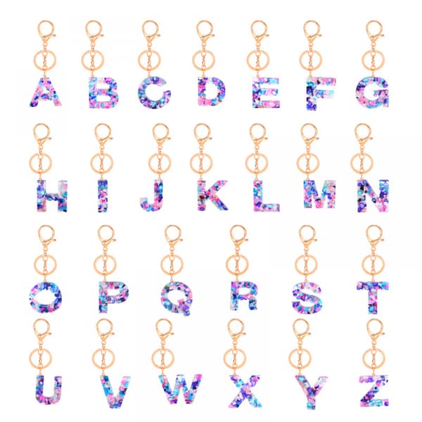 1PCS Nykkelring Flerfarget Bokstav A - Z Initial Bokstav Harts K E E