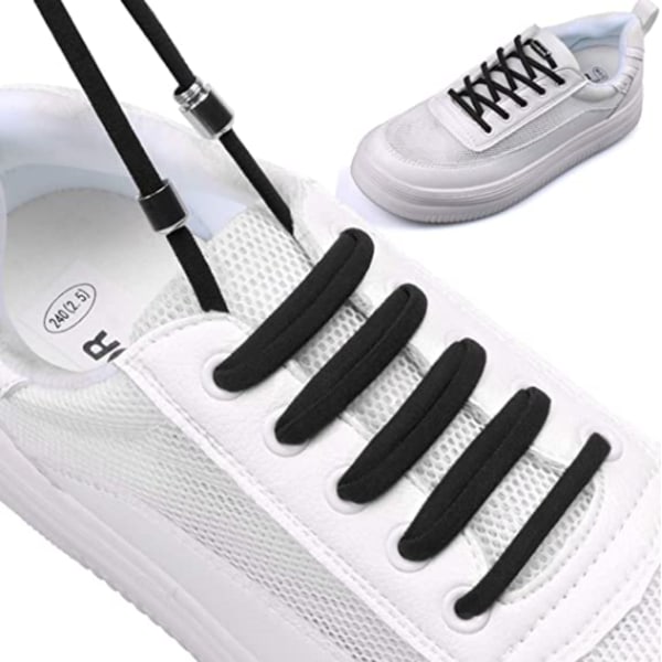 3 Par - Knytfritt Elastiska Skosnören - One size - 2 Par Vita & 1 Par Svarta