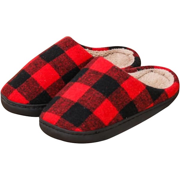 Plushtofflor med älgmotiv för kvinnor och män, bekväma Red N 40/41 EU