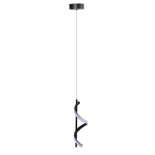 Spiral LED-pendellampe Svart Bländfri Ljusstark Ögonskydd LED-hengelampe for stue Café Familie 85‑265V Hvit Lys