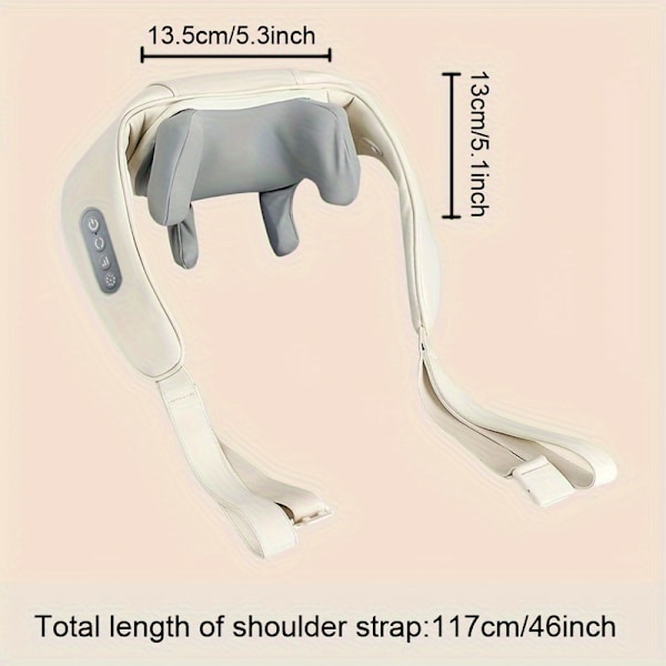 Nakkemassager, nakke, skulder, talje, ben, relaxmassager Shiatsu: Elektrisk genopladelig massagepude - 3D-opvarmet dybvævsmassage White