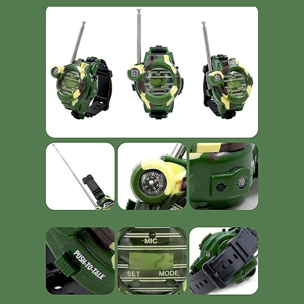 Walkie Talkies Klockor Leksaker för Barn 7 i 1 Camouflage Luminous Intercom Klocka Barn Leksak Barn Utbildning Leksaker