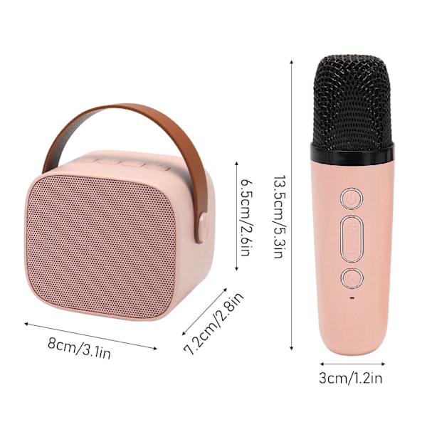 Mini Karaoke-setti Bluetooth AUX USB SD-kort Kannettava Bluetooth-kaiutin langattomalla mikrofonilla Valkoinen White