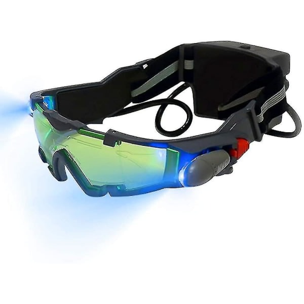Night Vision-glasögon för barn, justerbara LED-nattglasögon med utfällbara ljus grön lins, Spy Night Vision Goggle-: