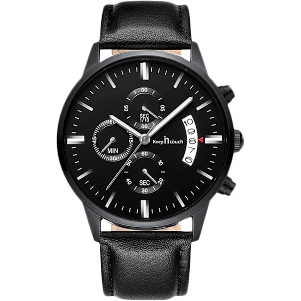 Herrar Analog Kvarts Affärsur Luminous Vattentät Armbandsur Datum Kalender Klocka Chronograf Rostfritt Stål Armband Klocka Svart C Black C