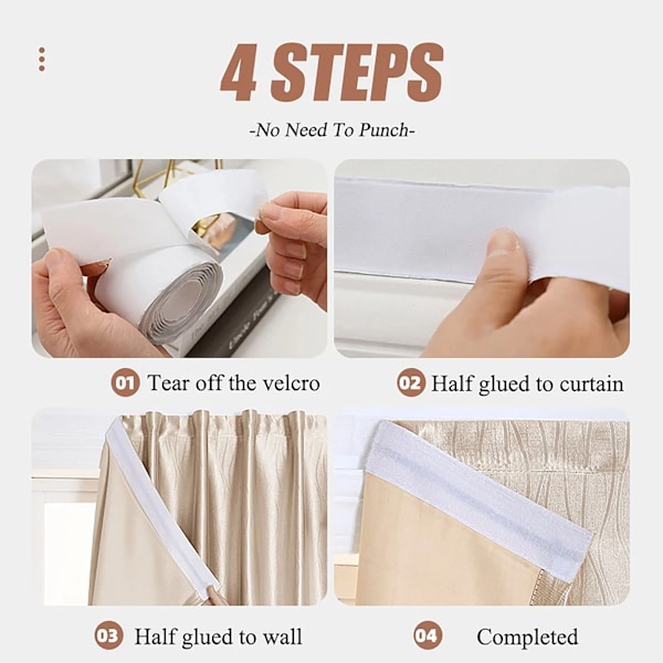 1. Mode Enkel Solid Färg No-Punch Blackout Gardiner, Söt Och Bärbar Massiv Pasta Typ, Lämplig För Vardagsrumsrum Sovrum Beige 200cmx150cm