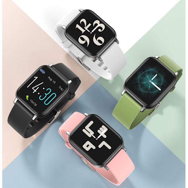 Smartklocka, Puls Sömn Fitness Termometer Steg Bluetooth Klocka (svart),