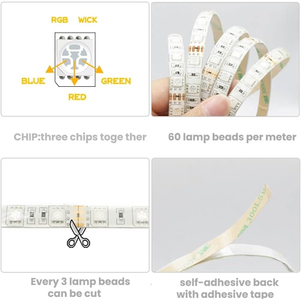 SMD5050 RGB LED-nauha - 12V Vedenkestävä Väriä Vaihtava Nauha Virtalähteellä RGB LED Strip Set（IR Only）
