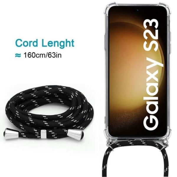 CQBB Halsbandsfodral till Samsung Galaxy S23 Anti-Scratch Förstärkt TPU med Lanyard Svart