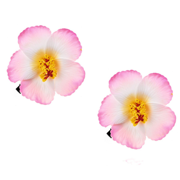 2 stk. Hawaii Plumeria Hårklipp for Strandfest (Rosa) Pink