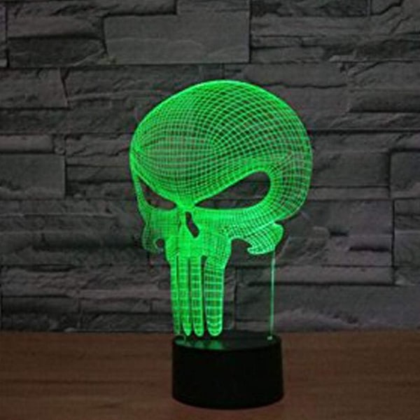 Punisher Skull 3D-modell Visuell optisk illusjon 7 farger Chan