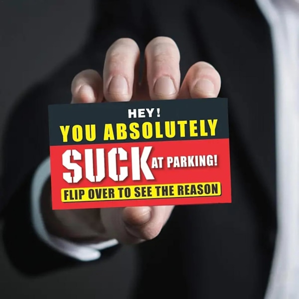 50 st Funny Bad Parking Cards, \"Du suger på att parkera\" Skämtlappar