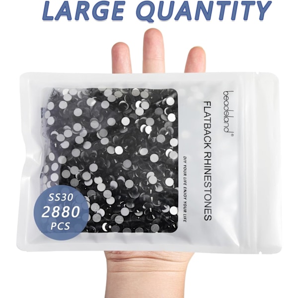 2880 stk Sorte Flatback Rhinestones til DIY Håndværk, Jet Sort, SS30, 6,3-6,5 mm Black SS30/2880pcs