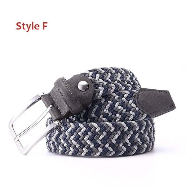 Stretchcanvas läderbälten för män Kvinna Casual Stickad Vävd Militär Taktisk rem Man Elastiskt Bälte för Byxor Jeans Style F