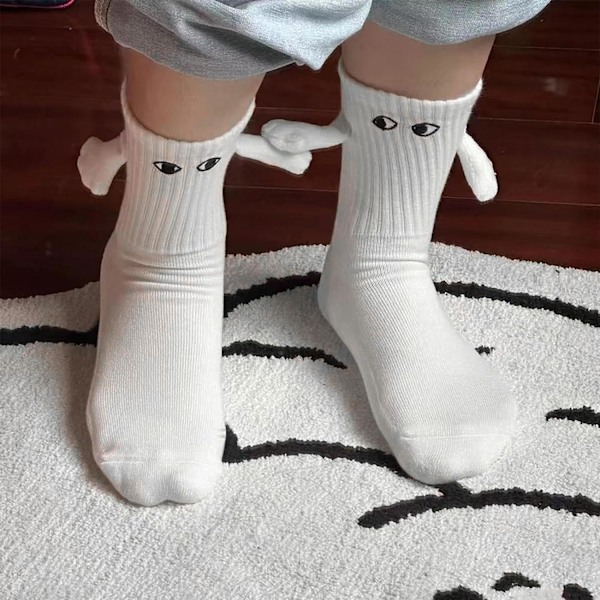 Par 3D Dockor Parsocker - Roliga Magnetiska Sugkoppar för Kvinnor Män - Praktiska Sockor för Par - En Fin Present b 40 Large