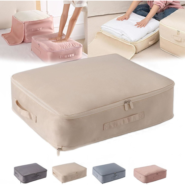 Stærke Flyttekasser, Selvkondenserende Pladsbesparende Ziplock-Organiserer, Abrikos Apricot L(20.5*16.5*11.8inch)
