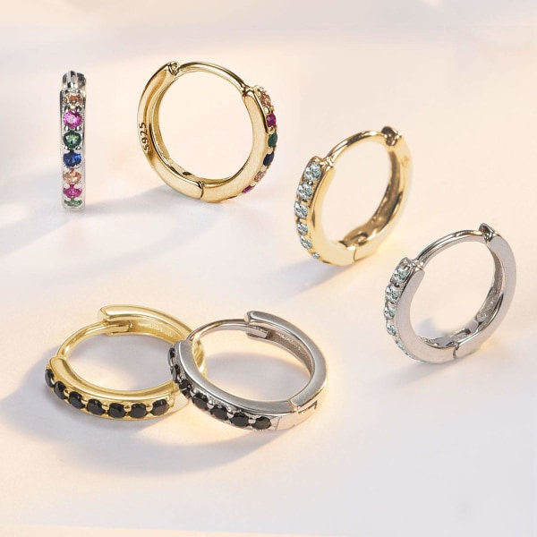 925 Sterling Sølv Små Øreringe til Kvinder Piger 8mm Cubic Zirconia Huggie Øreringe Allergivenlige Broske Øreringe
