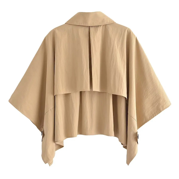 Naisten 2024 Kesä Uusi Muoti Standard Lyhyt Lakka Vintage Lapel Napit Tarvikkeet Chic Cape Takki Mujers Khaki M