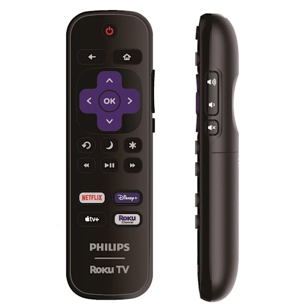 OEM-erstatningsfjernkontroll for Philips Roku TV - Kompatibel med Smart TV-er (ikke for Stick/Box, inkluderer Netflix/Disney+/Apple TV+/Roku-kanal)