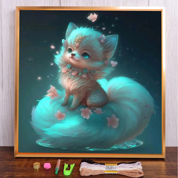 Dyr Tegneserie Ræv Trykt Stof Korssting Kit DIY Broderi Maleri Syning Håndværk Sting Design Stemplet Forskellige HMA89838 30x30cm