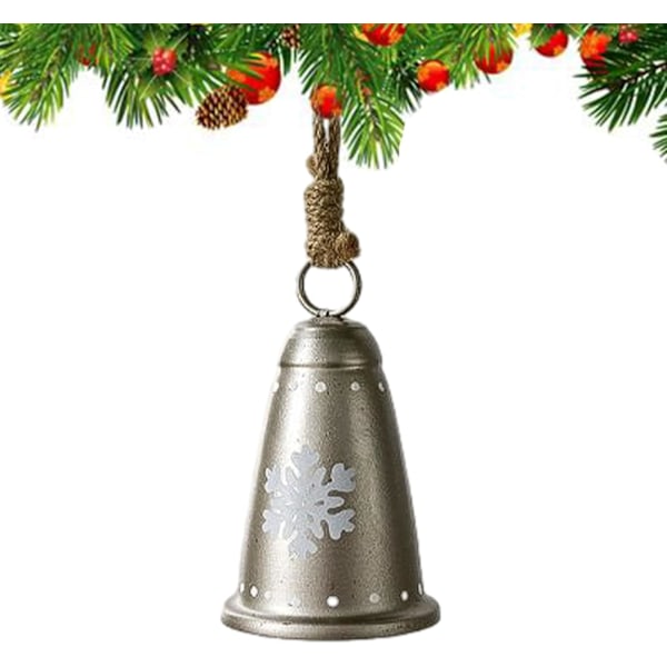 Retro Juleklokkepynt, Jernklokker med Jutetau for Tre og Krans Snowflake clocks