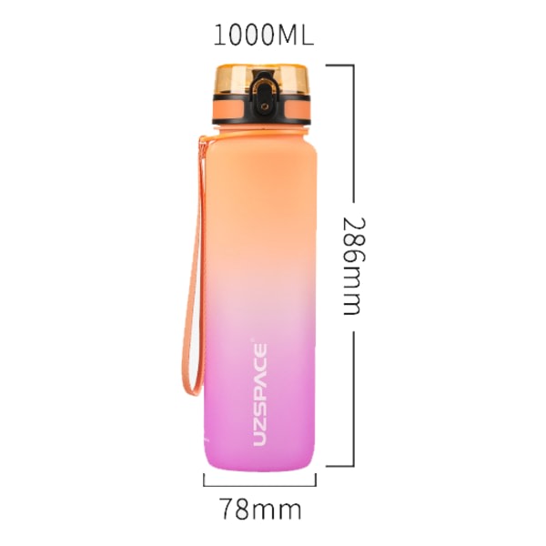Vattenflaska - 1000 ml sportflaska Orange Rosa