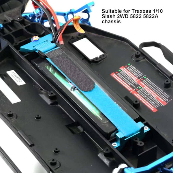 RC-auton akkuteline, alumiiniseoksesta valmistettu akkuteline hihnalla 1/10 Slash 2WD 5822 5822A -alustalle (sininen) Blå