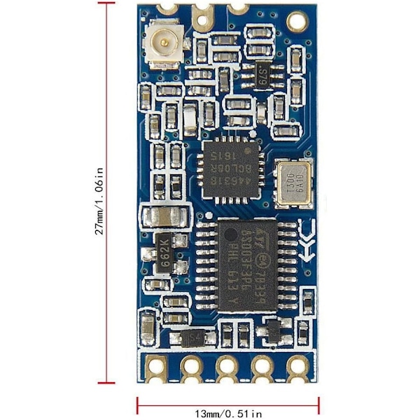 HC-12 3,2-5,5V 433MHz SI4438 Trådlös Portmodul Modul 1000m Ersätt Blå