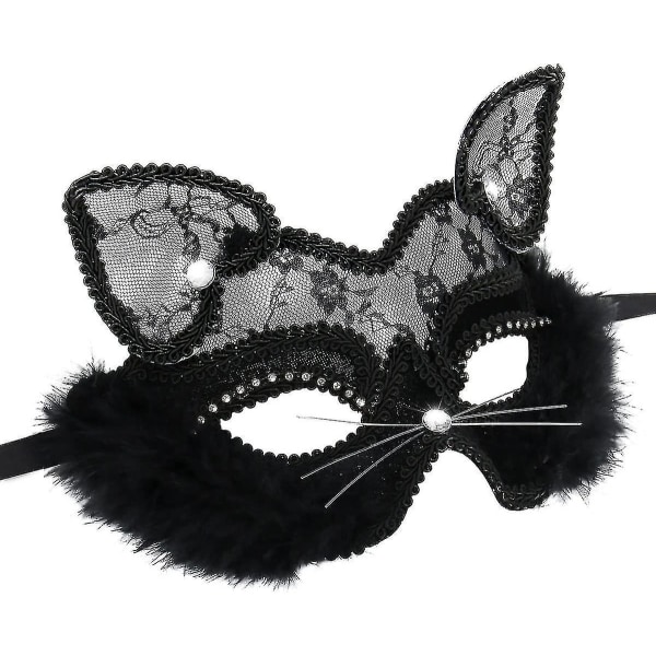 Sexig spetsmaskeradmask kvinnlig kattmask venetiansk mask för maskeradfest Halloween jul karneval gudinna