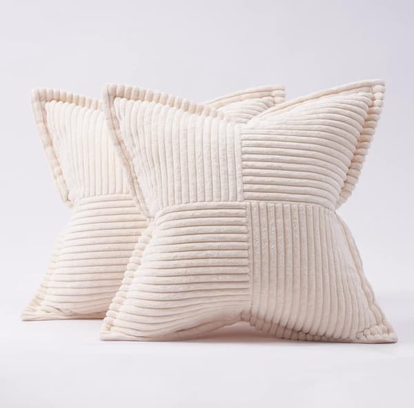 Soffkuddfodral, gräddvit, 45x45cm, 2 örngott (innerkudde ingår ej)
