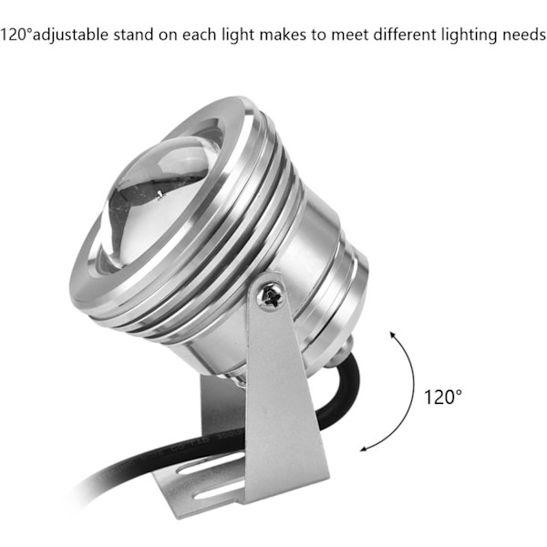 Akvarie LED-lys, 12V 10W RGB Vandtæt Akvarie LED Spotlight Lampe til Akvarium Pool Have Under Vand (sølv skal) silver skal